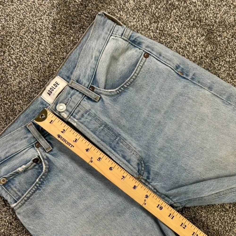 Agolde Womens 25 Riley High Rise Straight Leg Fit Jeans Light Blue Denim Casual - Picture 10 of 13